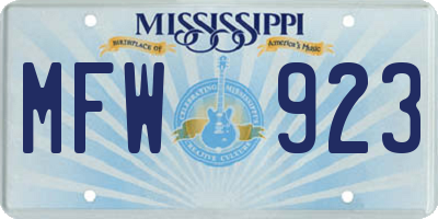 MS license plate MFW923