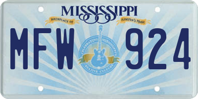 MS license plate MFW924