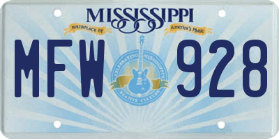 MS license plate MFW928