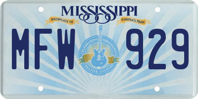 MS license plate MFW929