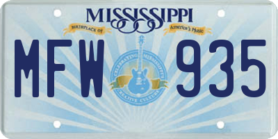 MS license plate MFW935
