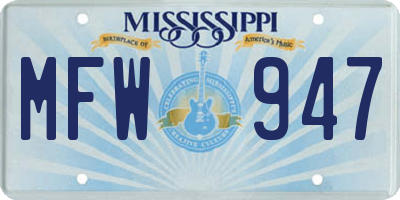 MS license plate MFW947