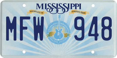 MS license plate MFW948