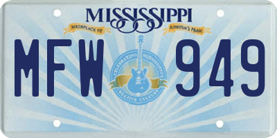 MS license plate MFW949