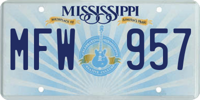 MS license plate MFW957