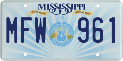 MS license plate MFW961