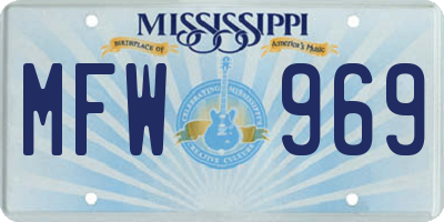 MS license plate MFW969
