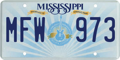 MS license plate MFW973