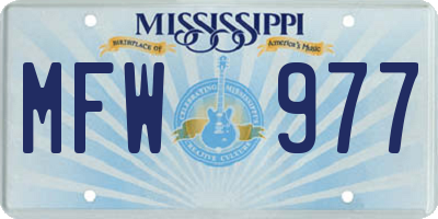 MS license plate MFW977