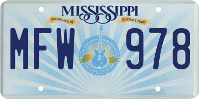 MS license plate MFW978
