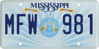 MS license plate MFW981