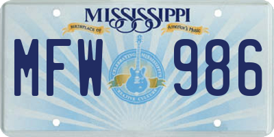 MS license plate MFW986