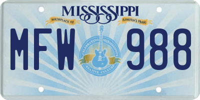 MS license plate MFW988