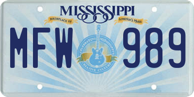 MS license plate MFW989