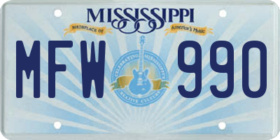 MS license plate MFW990