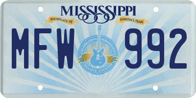 MS license plate MFW992