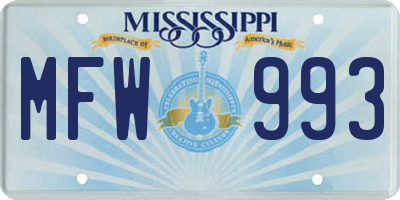 MS license plate MFW993