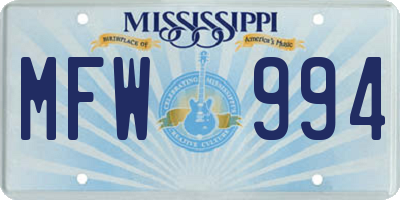 MS license plate MFW994