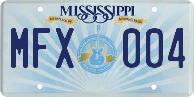 MS license plate MFX004