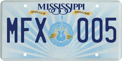 MS license plate MFX005