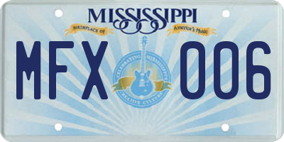 MS license plate MFX006