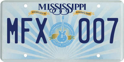 MS license plate MFX007