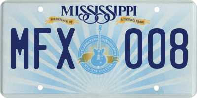 MS license plate MFX008