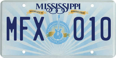 MS license plate MFX010
