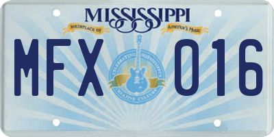 MS license plate MFX016
