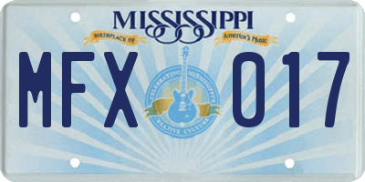 MS license plate MFX017