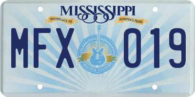 MS license plate MFX019