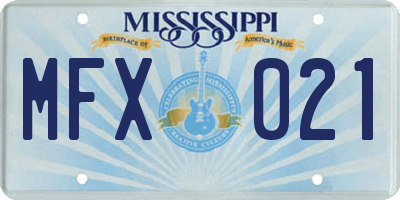 MS license plate MFX021