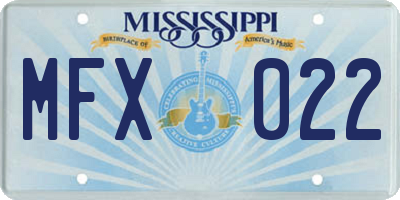 MS license plate MFX022