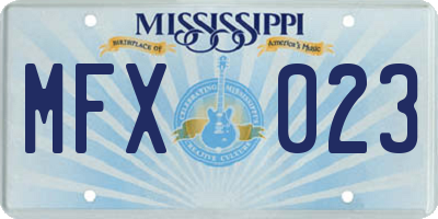 MS license plate MFX023