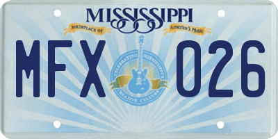 MS license plate MFX026