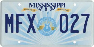 MS license plate MFX027