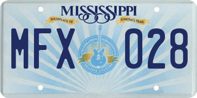 MS license plate MFX028