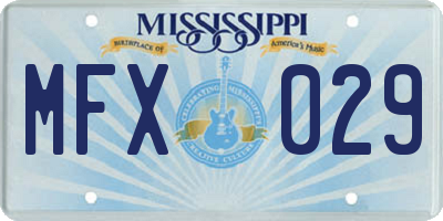 MS license plate MFX029