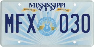 MS license plate MFX030
