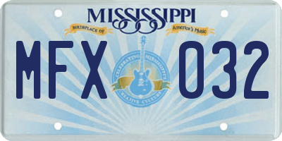 MS license plate MFX032
