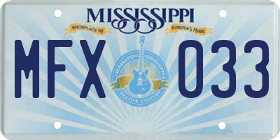 MS license plate MFX033