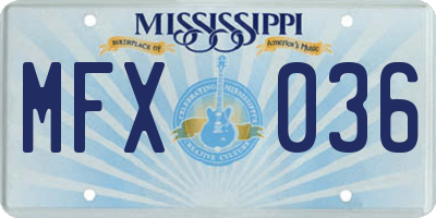 MS license plate MFX036