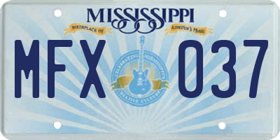 MS license plate MFX037