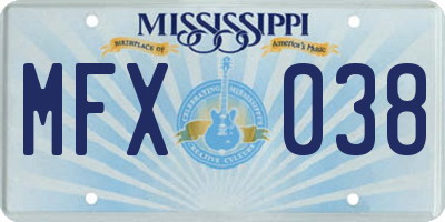 MS license plate MFX038