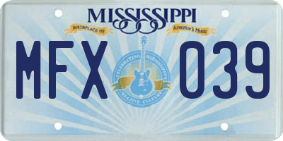 MS license plate MFX039