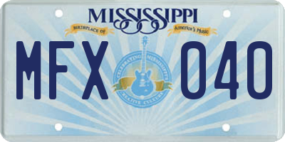 MS license plate MFX040