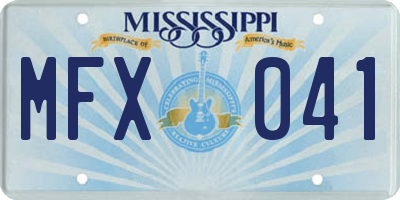 MS license plate MFX041