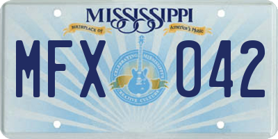 MS license plate MFX042
