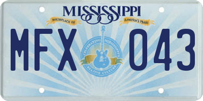 MS license plate MFX043