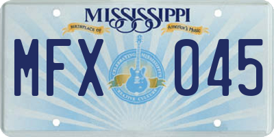 MS license plate MFX045